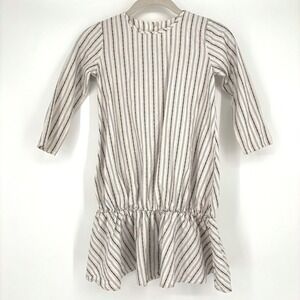 Boy + Girl 100%‎ Cotton Striped Dress Sz 8 Cream Blue Drop Waist Made in USA